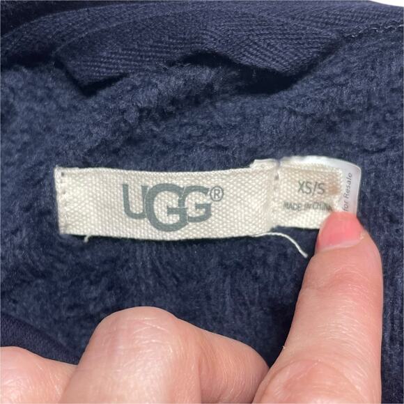 UGG Charlynne Pullover Poncho Fleece-Lined Sweatshirt in Navy Blue Size XS/S - Picture 8 of 8